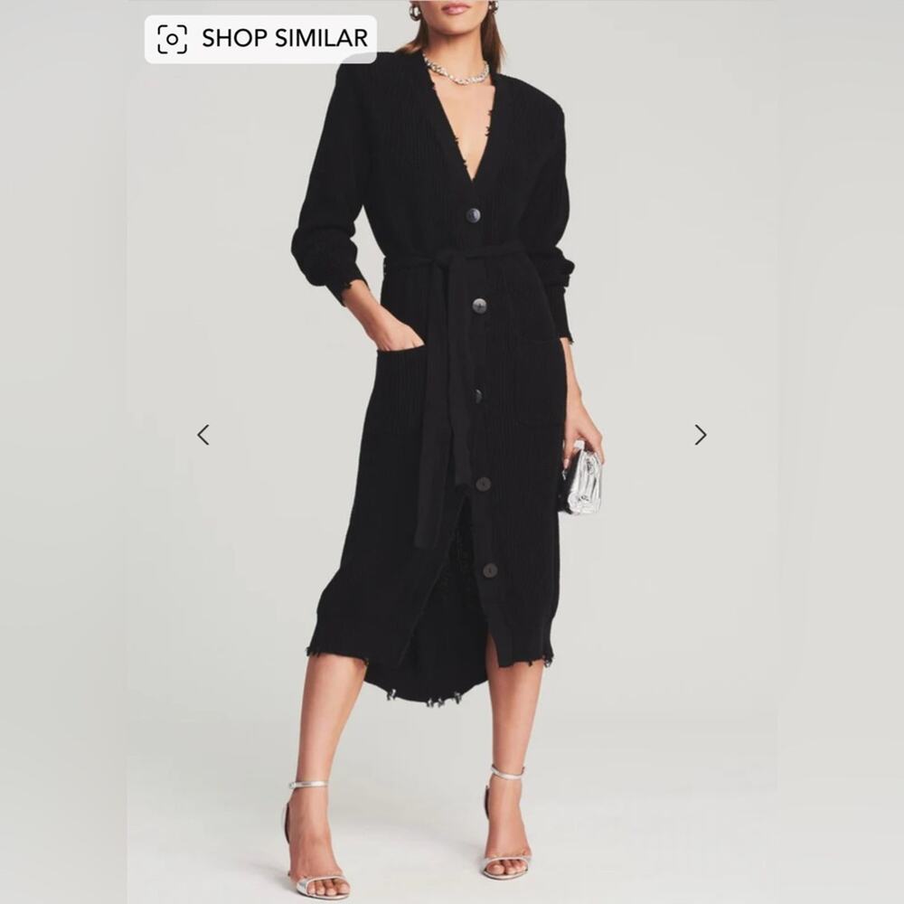 NWT SER.O.YA Black Long Sleeve Knit Button Front  Sweater Dress
